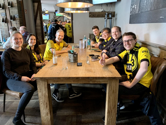 Researchers in a restaurant